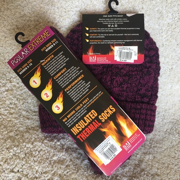 POLAR EXTREME Women’s Thermal Woven Hat & Socks - Picture 4 of 7